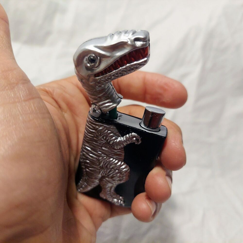 T-Rex Dinosaur Refillable Pocket Cool Lighter - Silver & Black